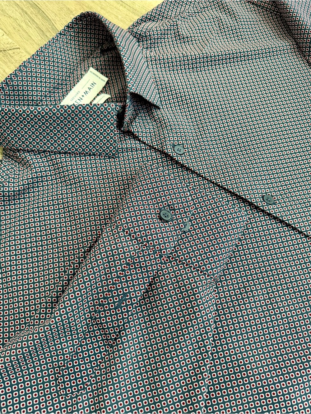 Mizzen & Main Leeward Men’s Navy Geometric Print Button-Up Shirt XXL